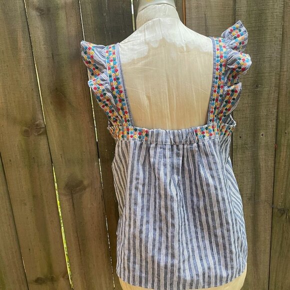 SAVANNA JANE Embroidered Ruffle Sleeveless TOP L nwt - Picture 5 of 6